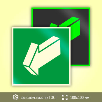 Знак E19 «Открывать движением на себя» (фотолюминесцентный пластик ГОСТ 34428-2018, 100х100 мм)