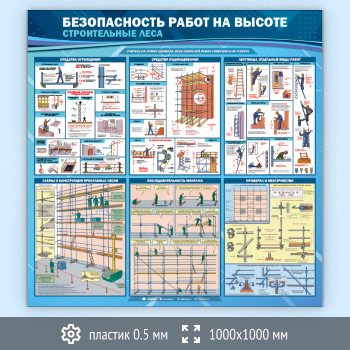 Стенд «Безопасность работ на высоте. Строительные леса» (TM-38-SUPERSLIM)